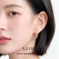 Gold Crossed Ribbed Geometric Hoop Earrings Pair Set view 2