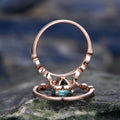 Rose Gold-Tone Two-Piece Blue Round Stone Ring Set view 3