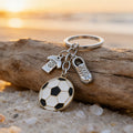 Soccer Ball Jersey Cleat Keychain Silver Ring Three Charms view 4