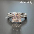 Silver Tone Princess Cut Solitaire Ring With Pavé Split Band view 3