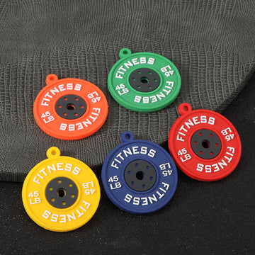 Fitness Weight Plate PVC Charm Pendant Barbell Design Ten Colors