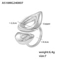 Dual Teardrop Openwork Geometric Ring Gold and Steel Finish view 6