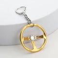 Steering Wheel Metal Keychain with Chain and Lobster Clasp view 4