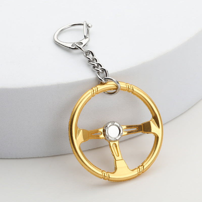 Racing Steering Wheel Metal Keychain Car Accessory Gift