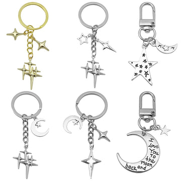 Cross Moon Star and Celestial Metal Keychain Collection