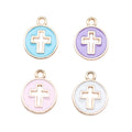 Round Enamel Cross Charms in Four Pastel Colorways view 5