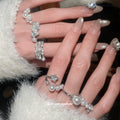 Silver Pearl Zircon Open Rings in Six Style Designs view 3