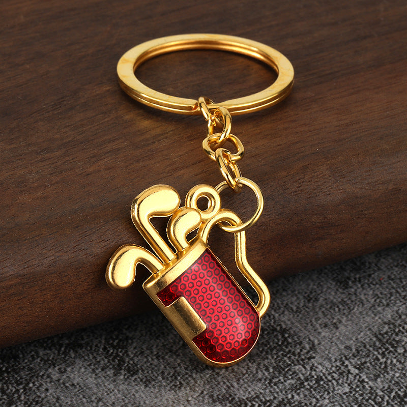 3D Golf Club and Ball Zinc Alloy Keychain Gift Accessory