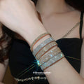 Rhinestone Multi Row Open Cuff Bracelets Gold Silver Eight view 4