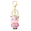Jeweled Smiling Calf Keychains in Five Colors with Matching Fortune Loops view 5