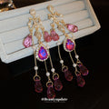 Pink Crystal and Pearl Chandelier Drop Earrings Decorative Jewelry view 2