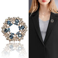 Blue and Clear Crystal Wreath Brooch in Silver Tone view 3