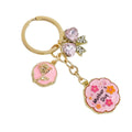 Gold Tone Enamel Flower Butterfly Charm Keychain With Mother's Day Pendant view 5
