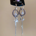 Silver Circle And Crystal Drop Earrings With Chain Tassels view 6
