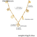 Gold Steel Double Heart And Multi Charm Layered Necklaces view 7