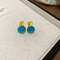 Two Tone Translucent Gourd Stud Earrings in Three Colors view 8