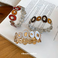 White Gold Irregular Enamel Disc Stretch Bracelet Style view 1
