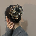 Leopard Print Fabric Flower Petal Large Shark Hair Claw Clip view 3