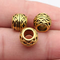 Wavy Pattern Round Large Hole Beads in Silver and Gold view 3