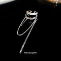Double Chain Crystal Silver Tone Single Dangle Ear Cuff view 4