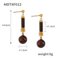 Tiger Eye Tube Bead Necklace And Gold Accent Earrings Set view 7