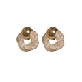 Textured Loop Earrings in Gold Tone Stud and Silver Tone Drop Styles view 5