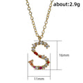 Gold Tone Letter S Pendant Necklace With Clear Stones view 5