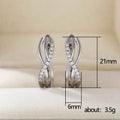 Silver Tone Interwoven Double Hoop Earrings With Clear Stones view 5