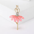 Ballerina Brooch With A Slender Dancer Figure, Crystal Bodice, And Translucent Petal Skirt view 2