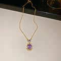 Gold Oval Crystal Stud Bracelet Necklace Set 16 Styles view 11