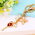 Key Flower Butterfly and Heart Clover Charm Keychains with Wrist Loops view 4