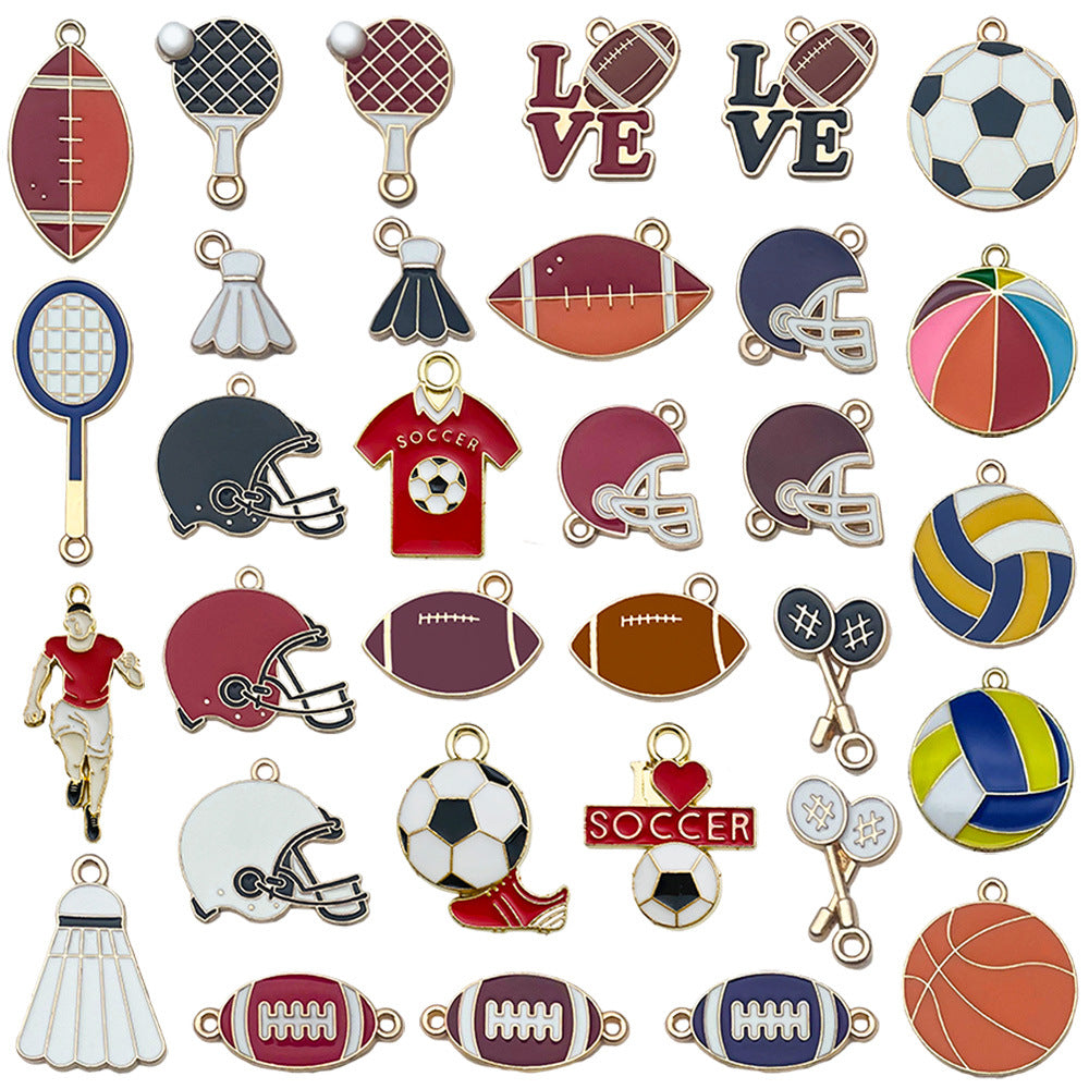Enamel Zinc Alloy Soccer Basketball Volleyball Charm Pendants for DIY Sports Jewelry