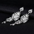 Silver Tone Crystal Leaf Cluster Drop Crystal Metal Dangle Earrings view 4