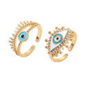Gold Tone Crystal Lash Evil Eye Adjustable Open Ring view 5