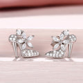 White Gold High Heel Shoe Stud Earrings Clear Stone Alloy view 3