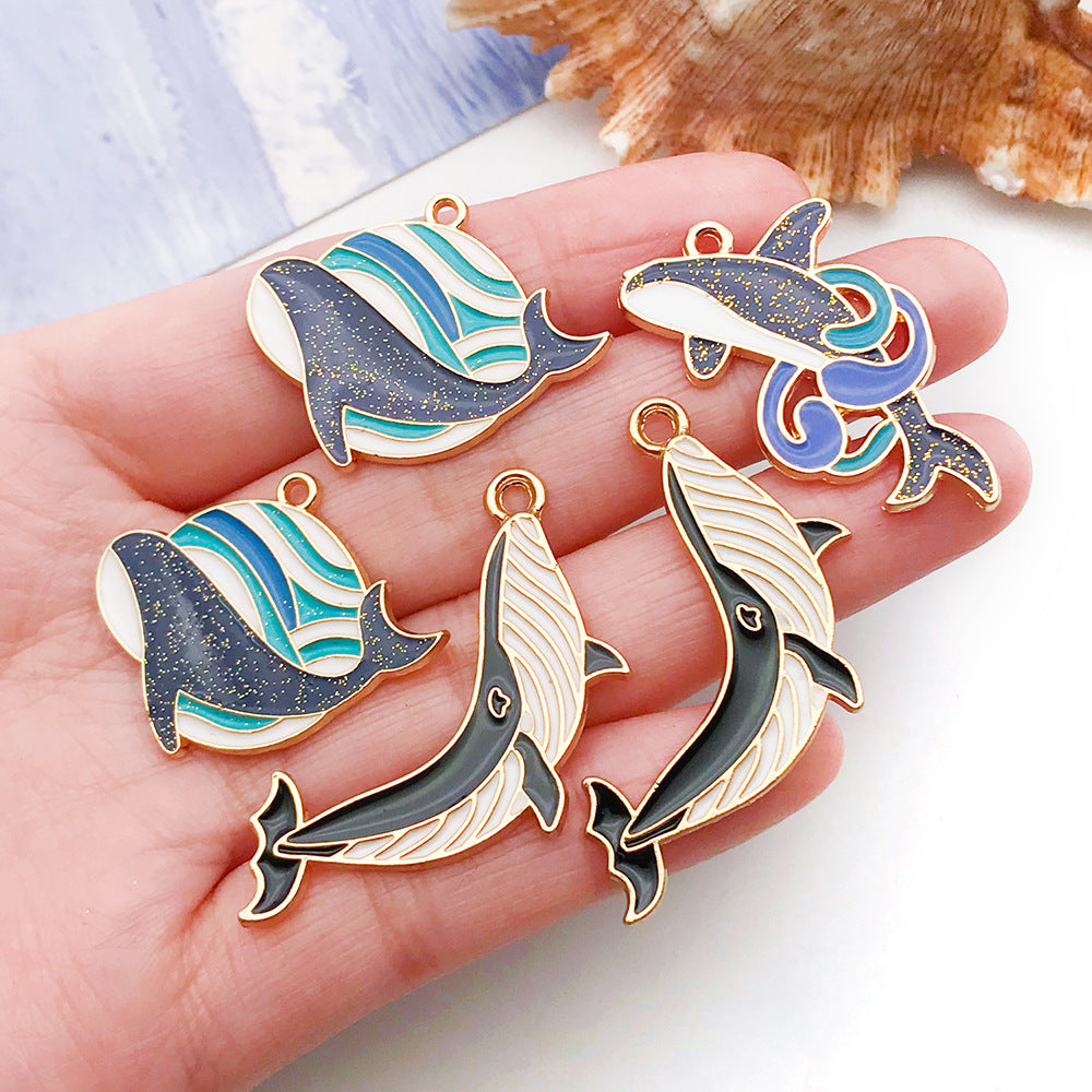 Enamel Zinc Alloy Dolphin Whale Charm Pendant for DIY Earring Necklace Keychain Jewelry