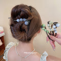 Acrylic Bead Twist Hair Clips White Green Pale Yellow view 3