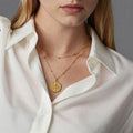 Gold Steel Evil Eye Coin Layered Necklace Station Beads view 3