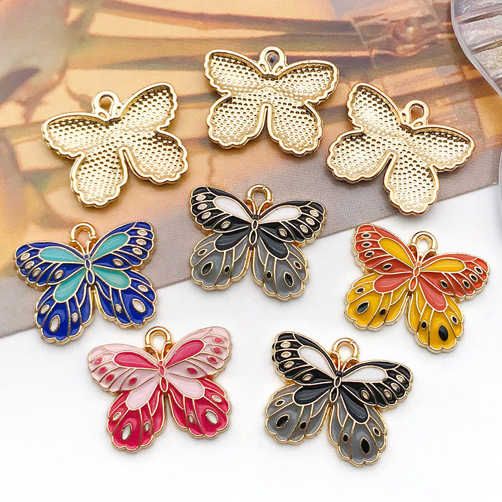 Two Tone Enamel Zinc Alloy Butterfly Charm Pendant for DIY Earrings Bracelet