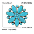 Antique Bronze Round Flower Brooch Turquoise and Red view 7