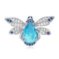 Teardrop Crystal Bee Brooch in Blue or Golden Yellow view 2