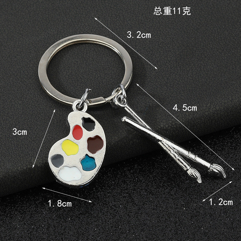 Artist Palette Metal Keychain Gift for Painters and Art Students