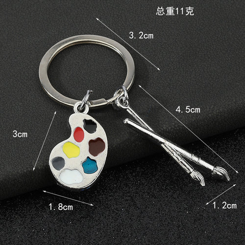 Artist Palette Metal Keychain Gift for Painters and Art Students