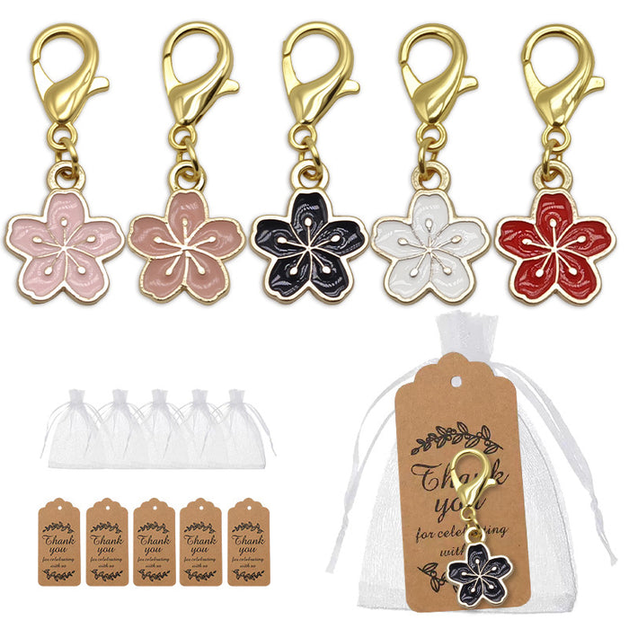 Enamel Cherry Blossom Flower Charm Gold Lobster Clasp Five Colors