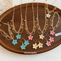 Gold Enamel Flower Necklace Bracelet And Earring Pieces view 2