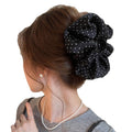 White Polka Dot Fabric Hair Claw Clip Large Scrunchie Style view 5