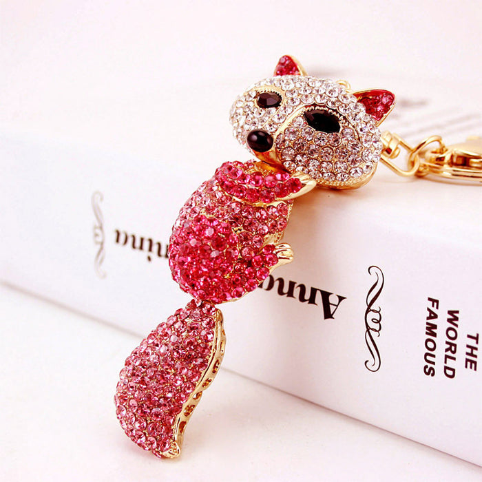 Cute Big Fox Keychain, Metal Animal Bag Charm for Car Keys and Purses