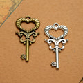 Ornate Heart Skeleton Key Pendant Metal Jewelry Making Component In 2 Finishes view 1