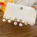 Gold Pearl Rhinestone Stud Earring Set Three Pair Styles view 6