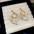 Gold And Silver Tone Crystal Petal Drop Stud Earrings view 6